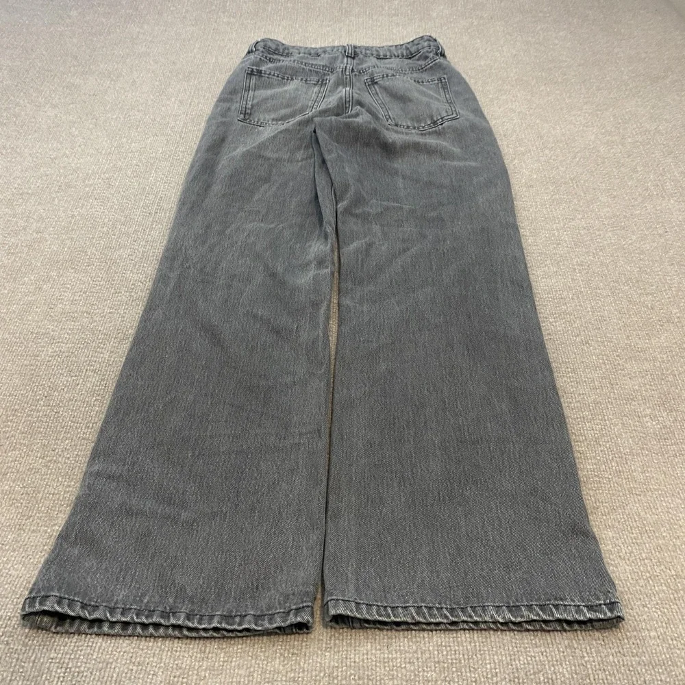 Zara Wide Leg Jeans Womens 6 Gray Charcoal Wash High Rise Relaxed Denim